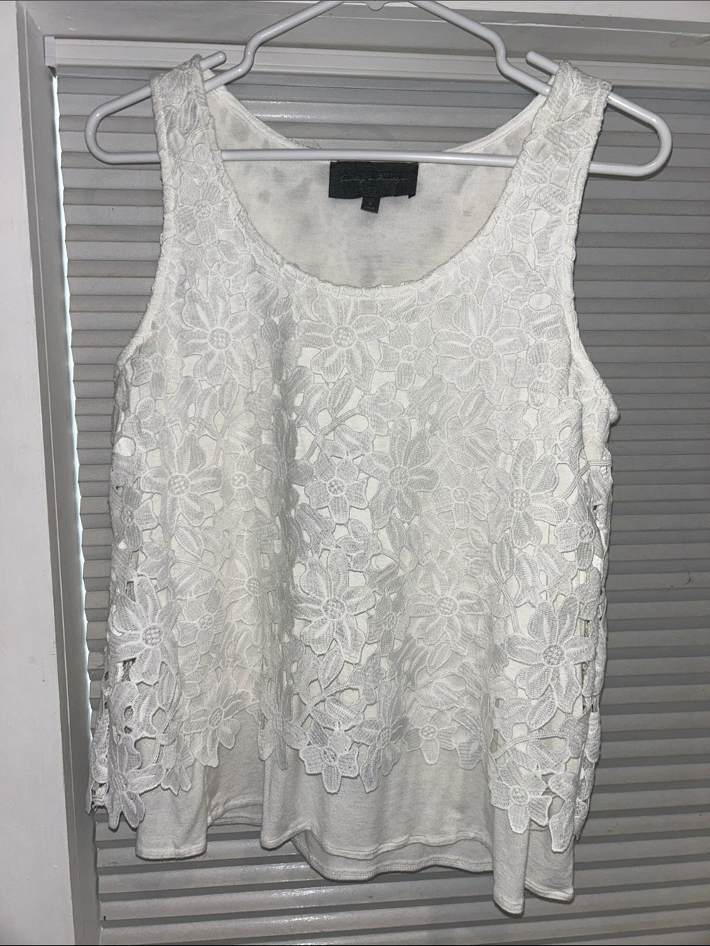 Sunday in Brooklyn Double Layer Lace Tank Top | White | Size Small